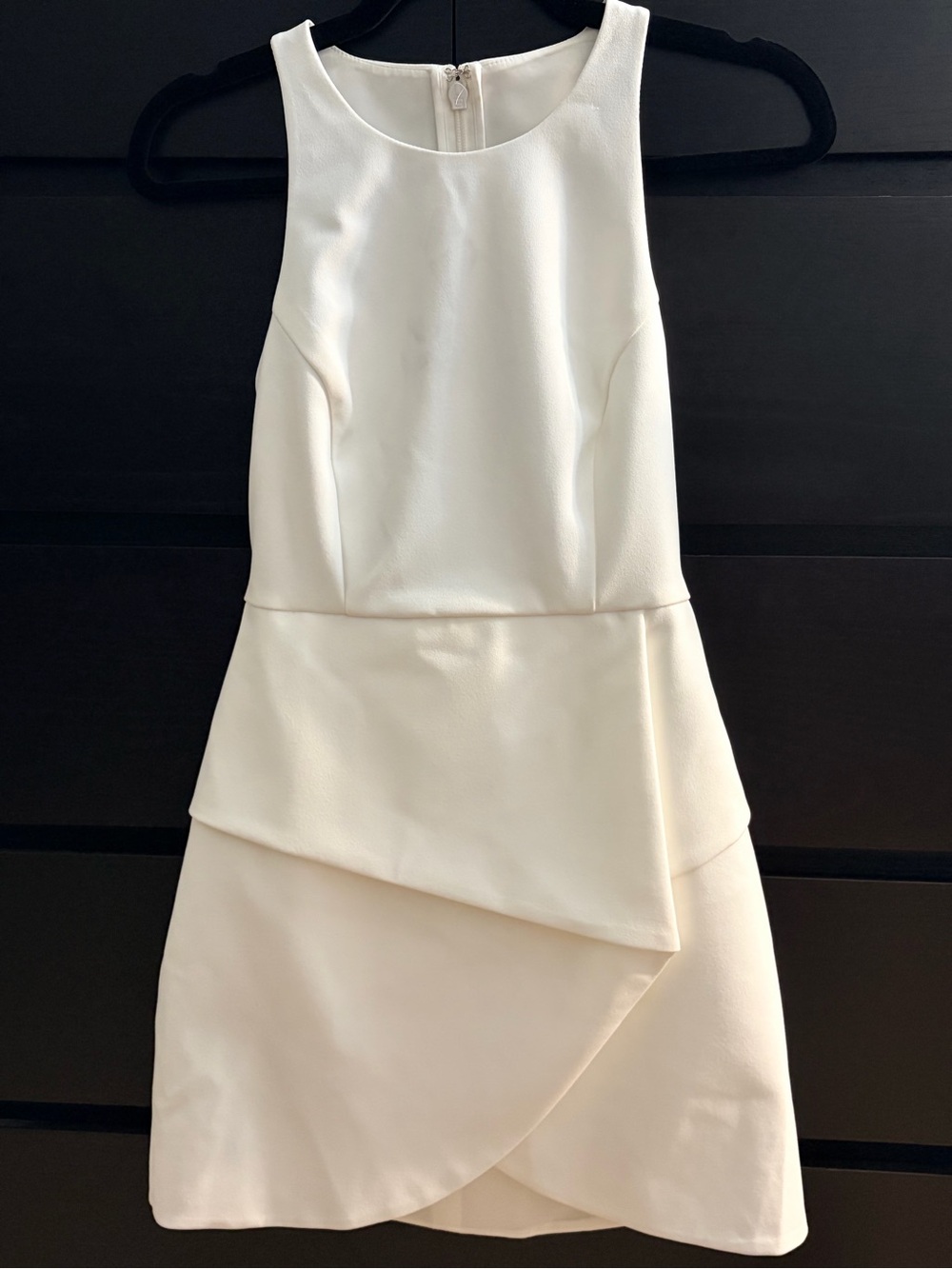 BCBG Cream Asymmetrical Peplum Dress - 36